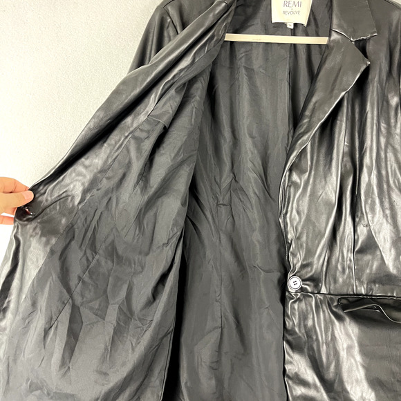 Revolve X Remi Chloe Faux Leather Blazer Jacket Womens 1X Black Classic - Picture 9 of 16